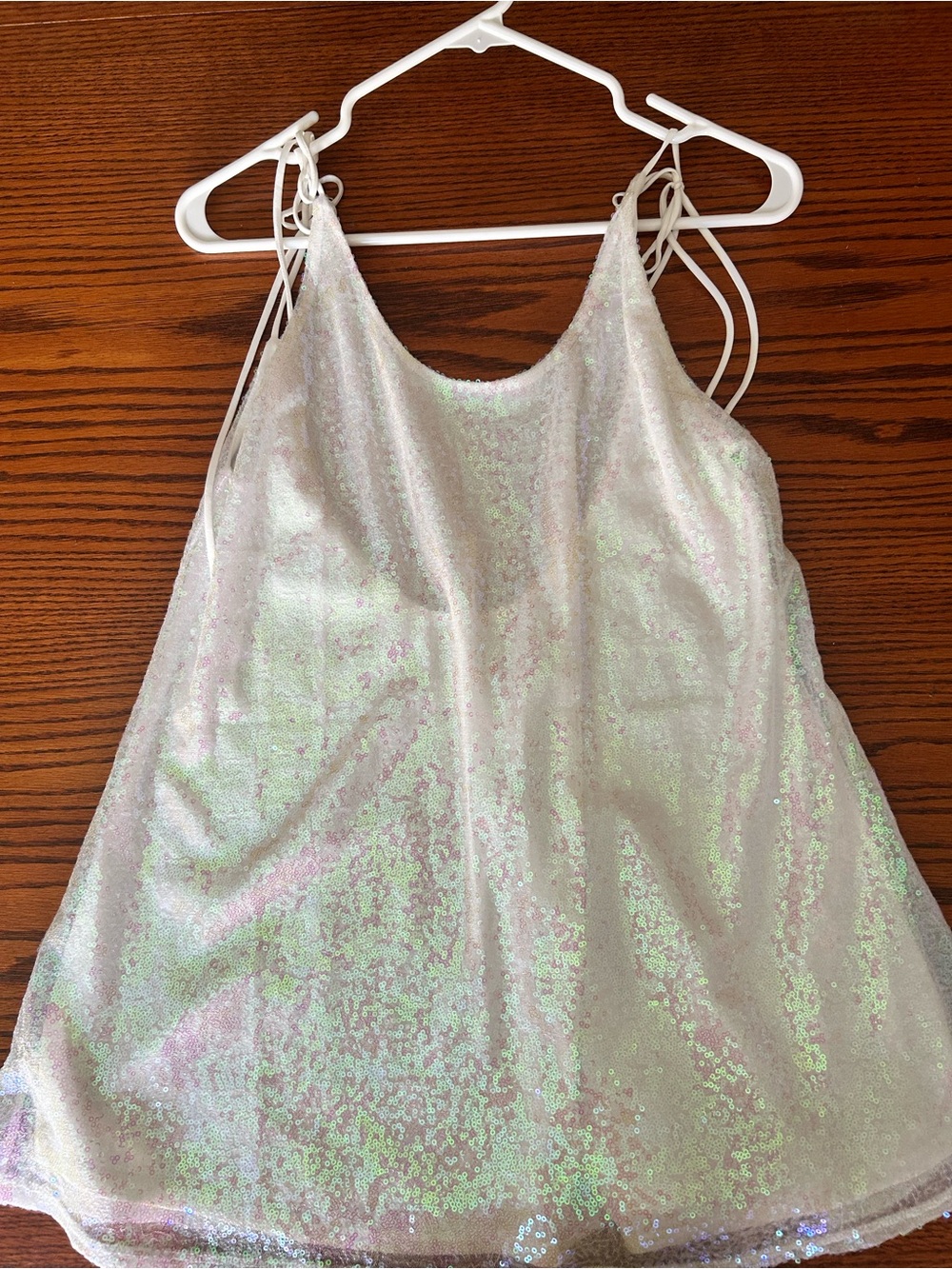 Lucy in the Sky Iridescent Sequin Dress in White
